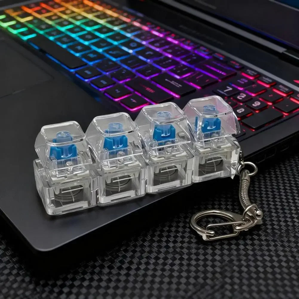 LED Keyboard Key Chain Fidget Toy for Adults Fidget Clicker Decompression Keychains Stress Relief Gadget Interesting Pendant