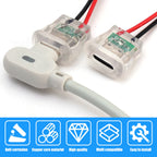 Snap in Panel Mount Type C Female Socket Waterproof C Jack 2 Pin Bare Wire Pigtail 5V 3A Power Charger Port for Car Truck DIY
