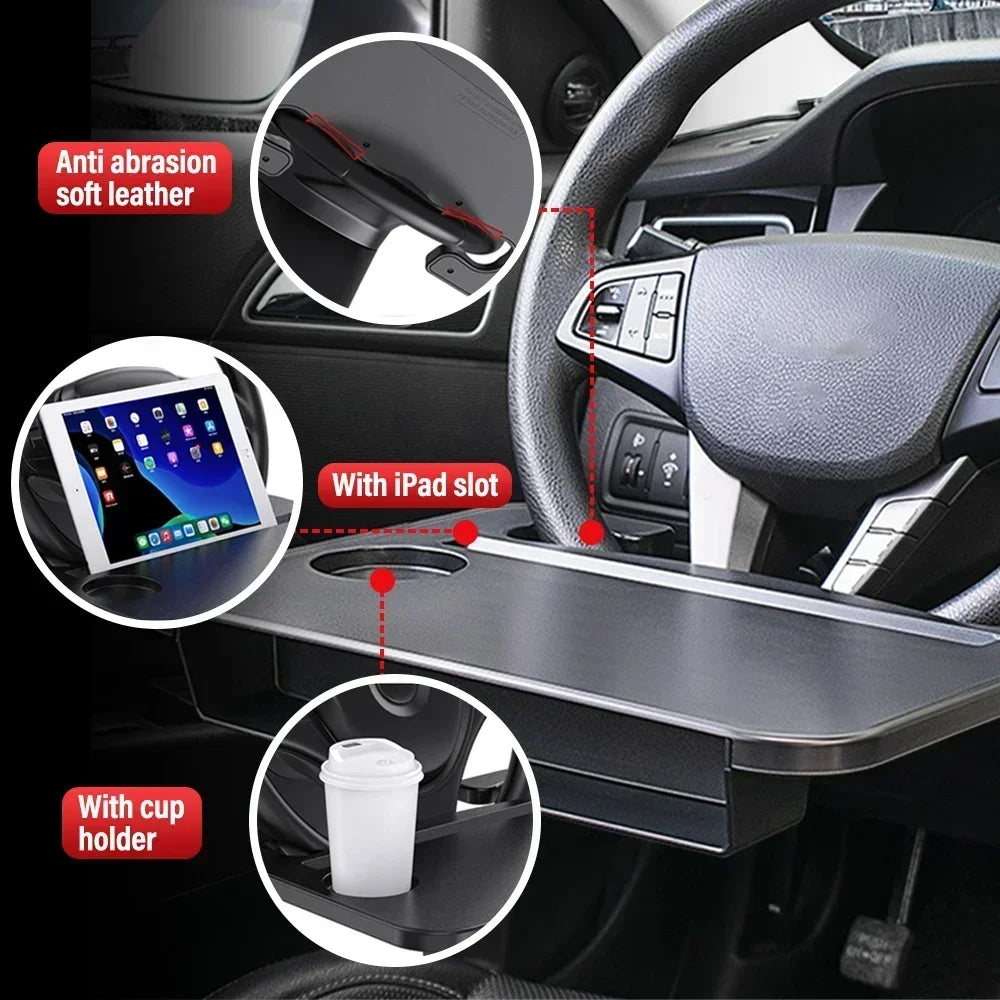 2 In1 Car Laptop Computer Desk Bracket Seat Gap Filler Organizer Drink Food Coffee Steering Wheel Dining Table Accessories Amagi