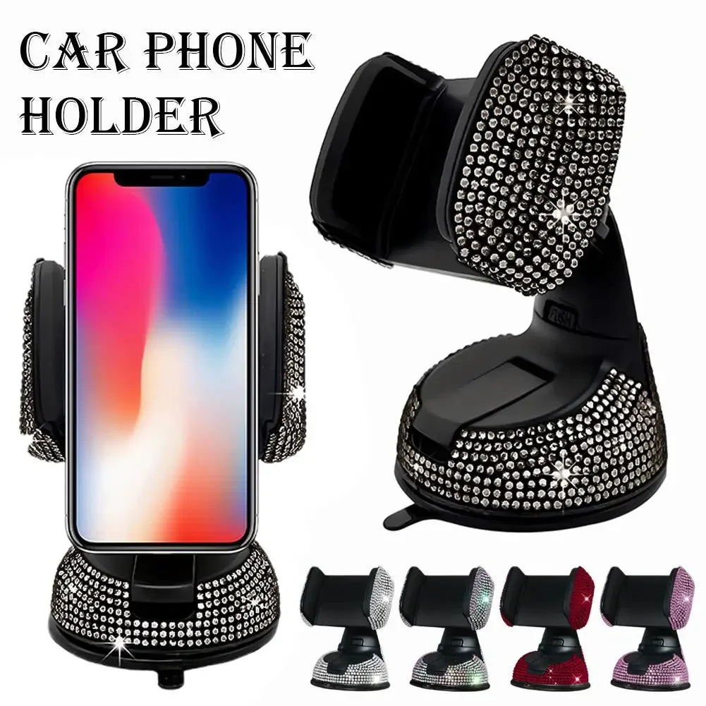 Diamond Cell Phone Holder for Car Phone Mount Pink Flexible Table Stand Mount Bling Accessories Interior Woman Worldmum Amagi