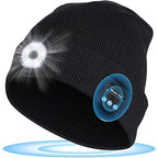 LED Lighted Beanie Hat USB Rechargeable Unisex Warm Winter Knitted Cap Headlamp Flashlight For Night Running Cycling Amagi