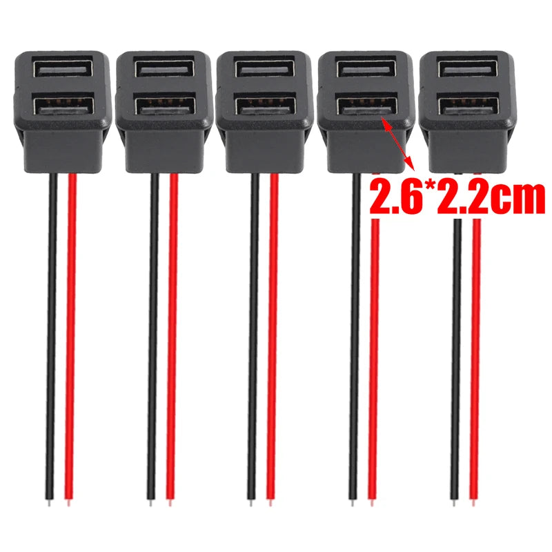 5/1pcs Double Layer Usb Female Base Type-C Socket and Female Usb Lamp Charging Socket Power Socket with Cable 2A Connector