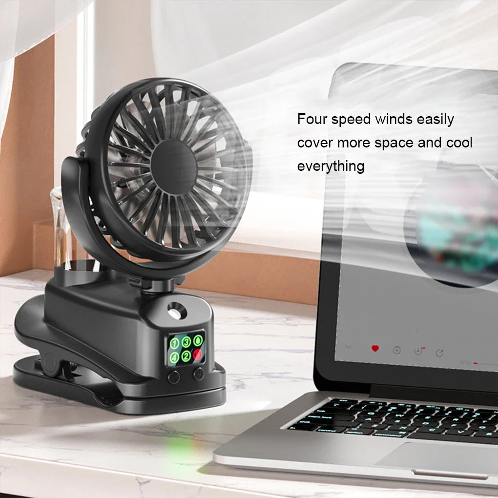 Motorcycle  Clip-on Fan with Spray Mist Handheld Fan Hydration, Multifunctional Neck Hanging Spray Fan Students' Dormitory Amagi