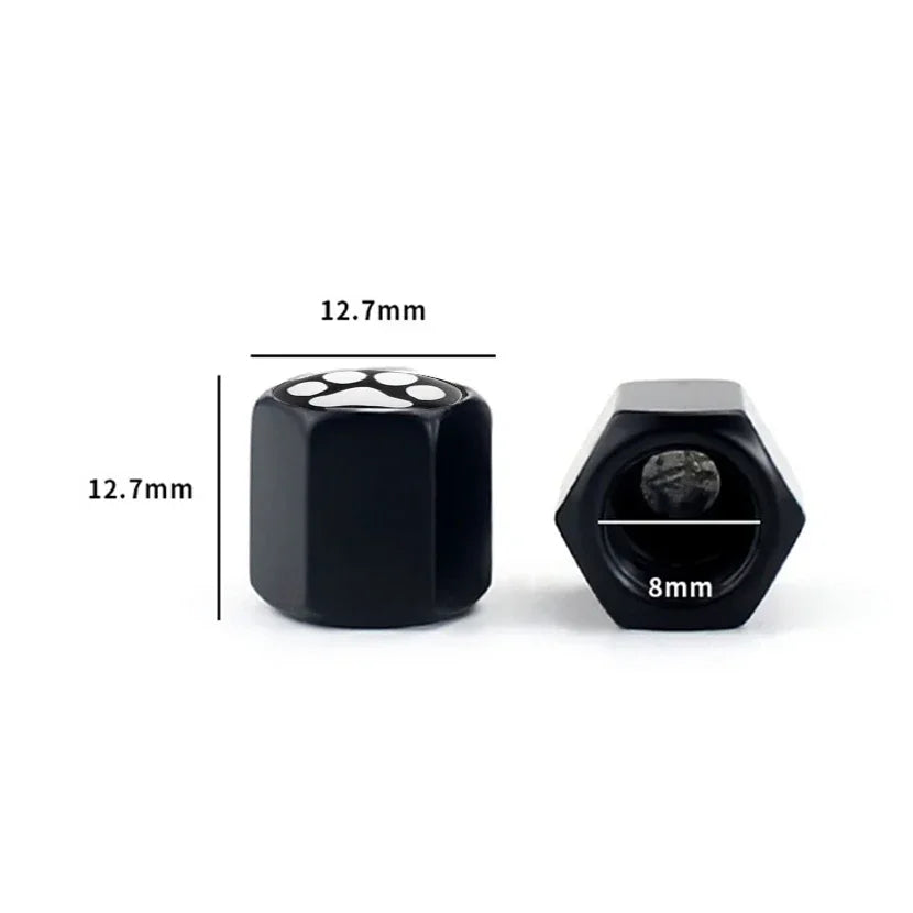 4pcs Tire Valve Covers Universal Fit Cute Pet Paw Pattern Protects Stems from Dust Debris Suitable Car Trucks Motorcycles Amagi