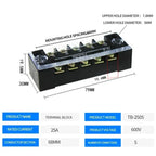 15A/25A/45A 600V Dual Row Barrier Terminal Block TB Series (3-12 Positions) Screw Connector for Electrical Panels TB1503 TB2512