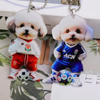 Acrylic Dog Car Pendant for Rearview Mirror Cute Poodle Keychain 2D Flat Ornament Auto Home Christmas Gift Backpack Decoration